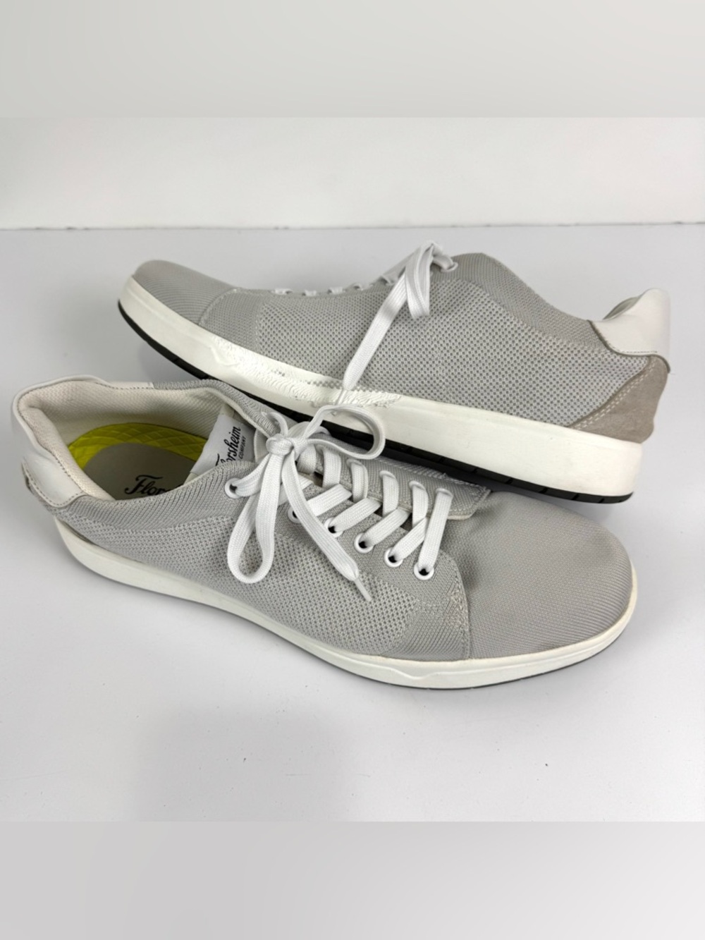 Florsheim HEIST Knit Lace To Toe Sneaker Shoes Men Sz 13 M Grey & White * FLAW *